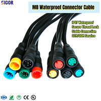 Kabel Konektor Tahan Air M8 untuk Sensor Rumah Pintar Sepeda Listrik Skuter Lampu LED OEM ODM