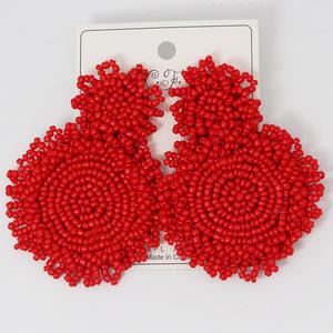 Boucles <span class=keywords><strong>d</strong></span>'oreilles Miyuki plaquées or de style bohème Boucles <span class=keywords><strong>d</strong></span>'oreilles créoles perlées à la mode pour dames Price-E417 <span class=keywords><strong>d</strong></span>'usine - Product Image 2