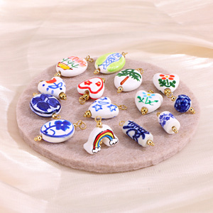 Hot-selling Flower Stainless Steel Ceramic Pendant DIY Jewelry Accessories Necklace Bracelet Pendant