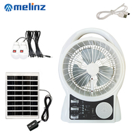 Ventilateur de table solaire 8 pouces, batterie LiFePO4 3,2V 5Ah, sortie USB 5V, lumière nocturne SMD, fonctionne sur AC/DC pour le camping et l'extérieur