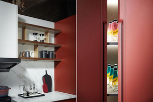 Two-Tone MDF Kitchen Cabinets Marble White Red Modern UV Lacquer Finish Custom High-End Modular Design for Apartment Villa - Product Image 5