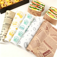 Lot de 4 kits de papier d'emballage alimentaire blanc de qualité alimentaire, résistant à la graisse, biodégradable et écologique pour burgers, pizzas, frites et sandwichs