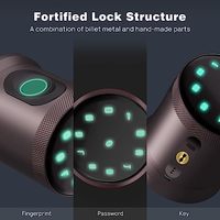 Home Security Door Password Lock Biometric Smart Lockup Wifi Mobile Phone Tuya Fingerprint Door Lock Black Silver