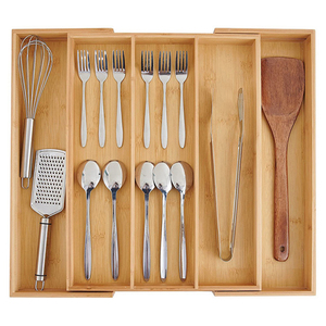 Expandable Bamboo Silverware Organizer Cutlery Tray Organizer Cutlery Drawer Organizer Kitchen