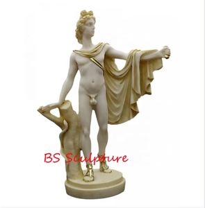 Décoration extérieure ornement de jardin marbre <span class=keywords><strong>appolo</strong></span> hommes avec une sculpture de chien - Product Image 1