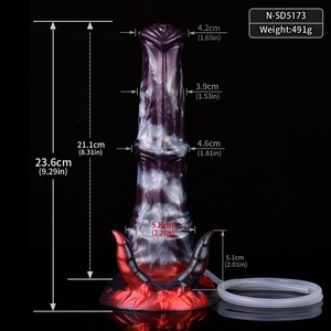 Multi Color Silicone Knotted Soft Big Long Horse <b>Dildo</b> Squirting <b>Dildo</b> Monster Fantasy Anal Plug Optional Size with Suction Base - Product Image 2