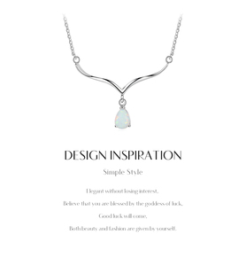 Collier Pendentif Exquis en Opale Poire, Argent Sterling 925 Plaqué Rhodium, Sertissage Griffe, Minimaliste, pour Femme, Usage Quotidien - Product Image 3