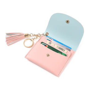 ग्लम्पकिलोग्राम बहुमुखी मिनी वॉलेट फ्रिंज कार्ड धारक साधारण कैंडी रंग महिलाओं की आईडी पाउच - Product Image 3