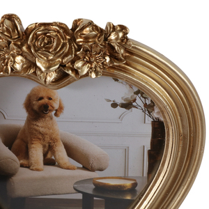 Heart Photo <b>Frame</b> with Roses Top Detailing Ornate <b>Gold</b> Metal 5x5 In Tabletop Decor - Product Image 6
