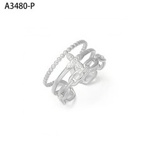 เอมี่ เอมี่แฟชั่นริง A3480 แหวนค็อกเทลชุบเงิน 925 สำหรับผู้หญิงพร้อมการออกแบบโซ่คิวบิกเซอร์โคเนียของขวัญเครื่องประดับอินเทรนด์ - Product Image 1