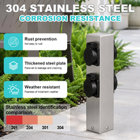 Pedestal de Alimentación para Jardín, 4 Tomas de Corriente, Acero Inoxidable 304, Impermeable IP66, Tomas de Corriente Estándar Globales Personalizadas