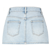Mini-jupe en jean pour femme, taille basse, avec short intégré, fente latérale, extensible, décontractée