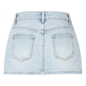 Mini-jupe en jean <span class=keywords><strong>pour</strong></span> femme, taille basse, avec short intégré, fente latérale, extensible, décontractée - Product Image 4