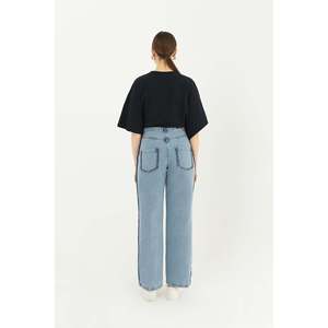 Pantalones Anchos Azules para Mujer Soul con Detalle de Raya Lateral - Pantalones Cómodos de Corte Holgado para Atuendos Casuales y Elegantes - Product Image 2