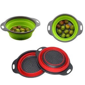 Collapsible And Food Grade Kitchen Strainer Collapsible Set Red Colander