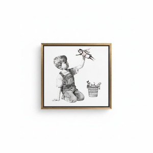 Banksy Boy Art Deco Panel <b>Canvas</b> Art Game Changer Printed Hanging Wall Art Clear <b>Framed</b> - Product Image 2