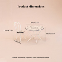Ensemble de table et chaises vintage en fonte 3 pièces, mini table basse décorative, accessoires de scène miniature DIY pour maison de poupée et maisonnette