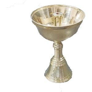 PARIJAT HANDICRAFT Lampe à huile en laiton artisanal Support design lisse avec articles religieux hindous Puja pour Diwali Aarti & Pooja - Product Image 4