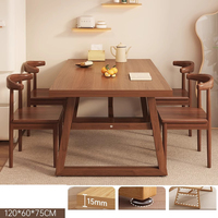 Table à manger rectangulaire de style industriel pour usage domestique et commercial, plateau en panneau de densité