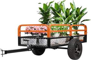Chariot à benne basculante en acier robuste de 15 pieds cubes, capacité de 1500 lb, remorque utilitaire de jardin, côtés amovibles, lit basculant à commande au pied, pelouse-OEM - Product Image 2