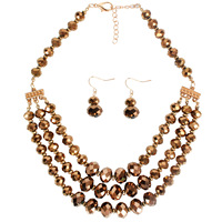 Kalung Manik Kristal YWJC 8mm 10mm, Kalung Rantai Pendek Multi-layer untuk Wanita, Kalung Manik Rondelle Modis