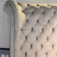 Lit de Luxe Hôtelier Rond avec Rangement, Double, en Velours Capitonnage, Design Moderne