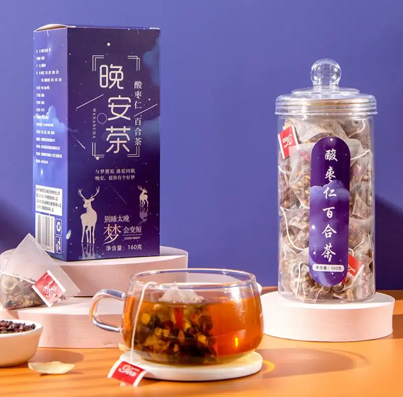 Chinesischer wirksamer Schlaf tee Natural Herbal Mixed Jujube Samen Lily Red Datteln Rose Detox Gute Nacht Tee