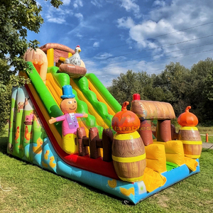 Dual lane outdoor party jumpers large bouncy castle toboggan gonflable <b>inflatable</b> farm slide for kids - Product Image 3