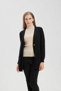 เสื้อคาร์ดิแกนไหมแคชเมียร์แท้ 100% แขนยาว ติดกระดุมเม็ดเดียว ทรงยาว สไตล์ลำลอง แฟชั่นถักนิตติ้ง มีกระเป๋า - Product Image 4