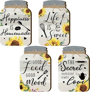 4 ชิ้นผนังห้องครัวตกแต่ง Mason Jar ชุดไม้ Rustic ตกแต่งบ้านตกแต่งห้องครัว - Product Image 1