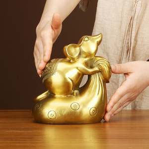 Figura de rata de bronce de Copper World, adorno hecho a mano con animales del zodíaco para decoración del hogar, regalo de Año Nuevo Chino - Product Image 3