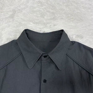 T-shirts d'été pour hommes de haute qualité, surdimensionnés, en denim, avec patchwork, boutonné, streetwear, denim double couche, manches longues - Product Image 4