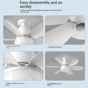 Ventilateur lumineux LED dimmable à 6 pales E27, design moderne et élégant avec télécommande, confortable pour le salon et la chambre à coucher - Product Image 5