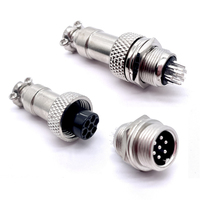Conector Circular de Aviación Soulin GX12 de 7 Pines, Latón con Clasificación IP68, Bañado en Estaño/Plata, para Cable de Control Eléctrico Automotriz
