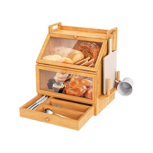 Caja de Pan de Bambú An Yue con Almacenamiento para Cubiertos, Cajón de Almacenamiento de Alimentos para Cocina a Prueba de Humedad, 2 Niveles - Product Image 1