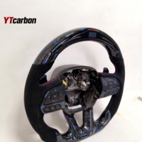 YTcarbon pour Durango RT SRT personnalisé véritables flocons bleus forgés en Fiber de carbone manette de vitesse LED volant