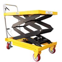 Prix usine Chariot élévateur à ciseaux Double cylindres d'huile séparés 1.7m 1000kg Table élévatrice à ciseaux hydraulique manuelle