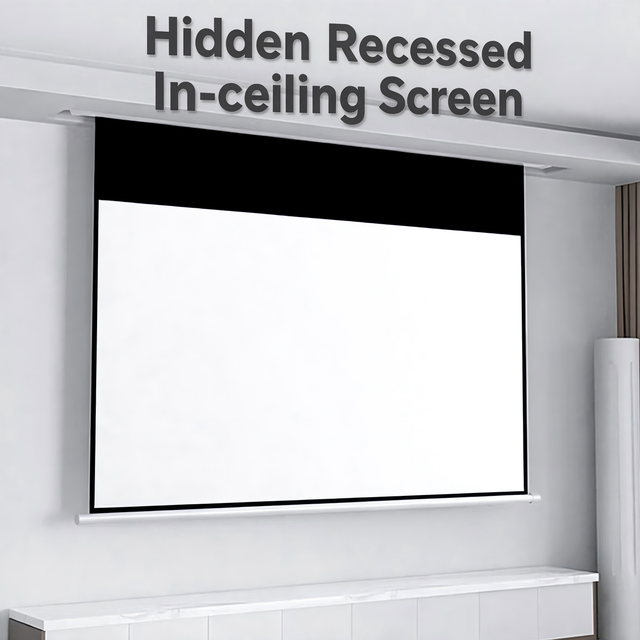 72 Inch 16:9 Concealed Recessed Ceiling Screen Quiet Motor for Daily Household Projection Entertainment Projector Screens