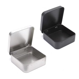 3 Colors Square Shape Metal Storage Box Hinged Mini Cany Tin