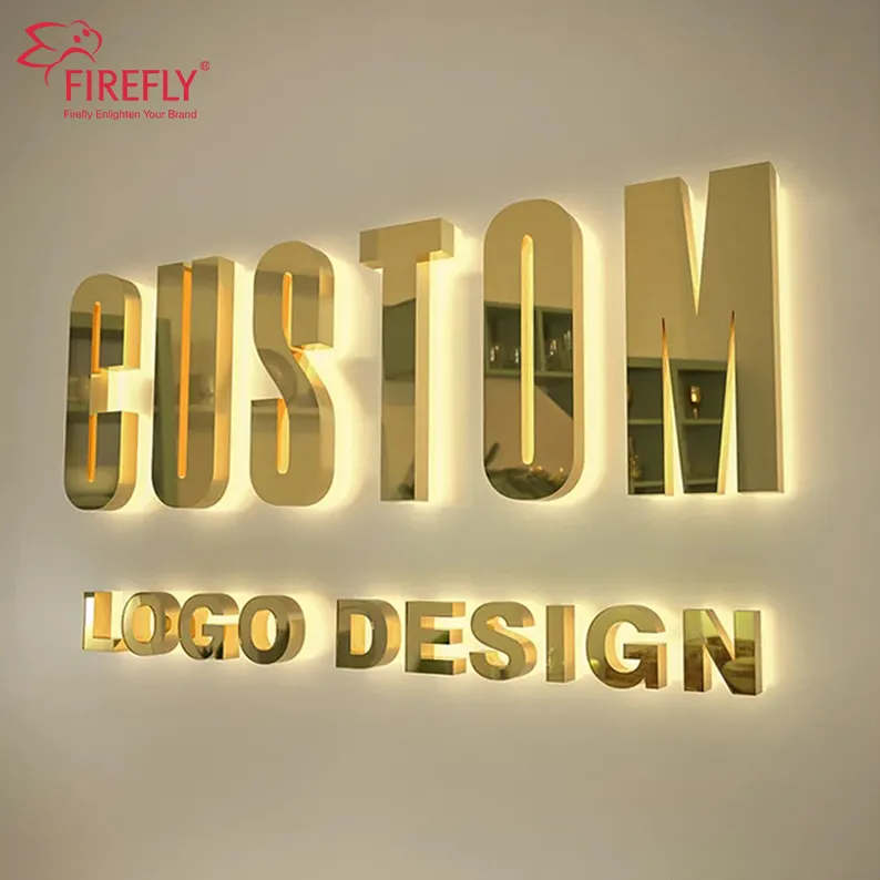 Custom di Reception aziendale ha portato i segni di segnaletica 3d retroilluminata negozio di segno anteriore in metallo Logo canale a Led lettera