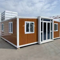 Maison conteneur préfabriquée de luxe à double aile extensible, villa moderne étanche, hôtel, hébergement, installation rapide, mini-cabane pliable