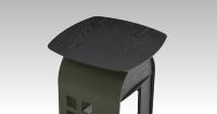 Mesa de Centro Moderna Minimalista en Oferta, de Acero al Carbono, con Revestimiento de Cuero y Chapa de Madera Ahumada, para Sala de Estar