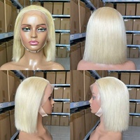 Perruque économique 613 couleurs 13x4 Lace Front lisse en cheveux humains, style bob court, cheveux brésiliens, perruque Lace Front haute définition