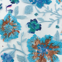 Tissu en maille hexagonale métallique respirant 100% nylon, haute qualité, luxe, haute couture, mode de mariage, paillettes florales colorées