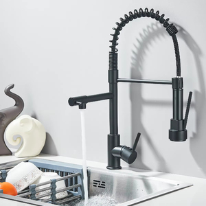 Grifo de cocina <span class=keywords><strong>Gourmet</strong></span> de lujo negro Instalación de un solo orificio Pulverizador de resorte de doble Caño Torneira Cozinha Uso en el baño - Product Image 3