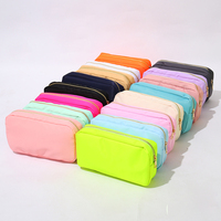 Sac à cosmétiques en nylon, nouvelle pochette de maquillage, couleur bonbon, peut être personnalisé, néon, avec patchs de lettres de Chenille, en stock,