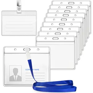 Cordón de doble Clip para tarjetas de identificación, soporte de dos ganchos para tarjetas de identificación