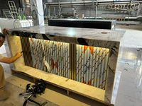Proyek Desain Interior Pulau Dapur Hotel Villa Mewah dengan Lampu Latar Batu Giok Putih