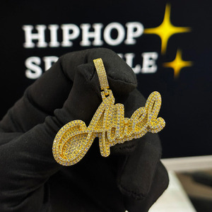 2 Inch Adiel <b>Iced</b> <b>Out</b> Pendant Custom Moissanite Jewelry 14K Gold Plated Hip Hop Luxury Bling <b>Chain</b> Necklace for Men Women - Product Image 6
