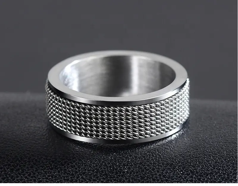 Táctil brillante polaco titanio negro anillos para los hombres y las mujeres